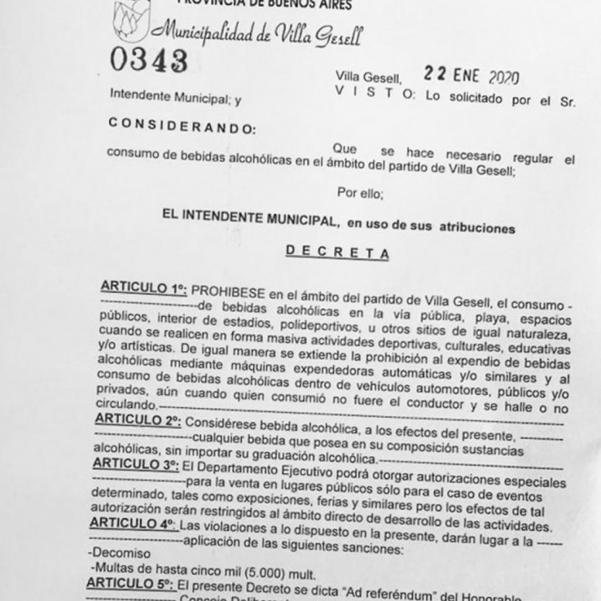 EN VILLA GESELL PROHÍBEN EL CONSUMO DE BEBIDAS ALCOHÓLICAS EN LA PLAYA Y OTROS ESPACIOS PÚBLICOS