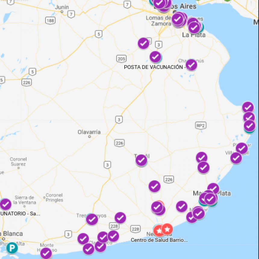LOS TURISTAS DE LA PROVINCIA PUEDEN CONSULTAR UN MAPA CON PUESTOS DE VACUNACIÓN Y TESTEOS