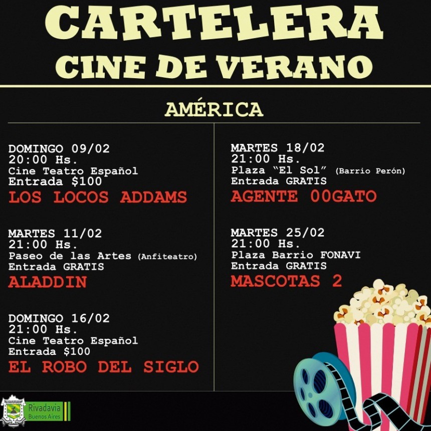 LA MUNICIPALIDAD DE RIVADAVIA PRESENTA SU CICLO DE CINE AL AIRE LIBRE