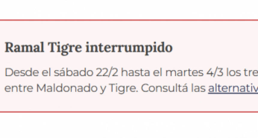 COMIENZAN LAS CLASES Y EL RAMAL TIGRE ESTARÁ INTERRUMPIDO 10 DÍAS POR OBRAS EN LAS VÍAS