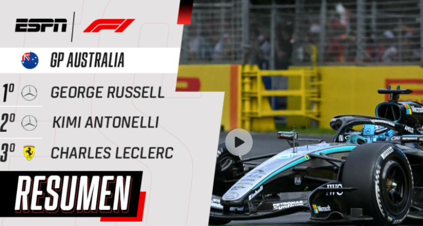 COLAPINTO TERMIN&Oacute; 14 EN EL GP DE AUSTRALIA DE F&Oacute;RMULA 1 Y RUSSELL SE QUED&Oacute; CON EL TRIUNFO