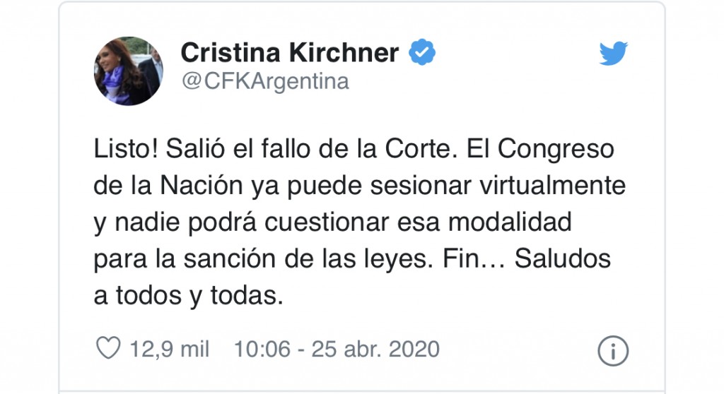CRISTINA KIRCHNER: 