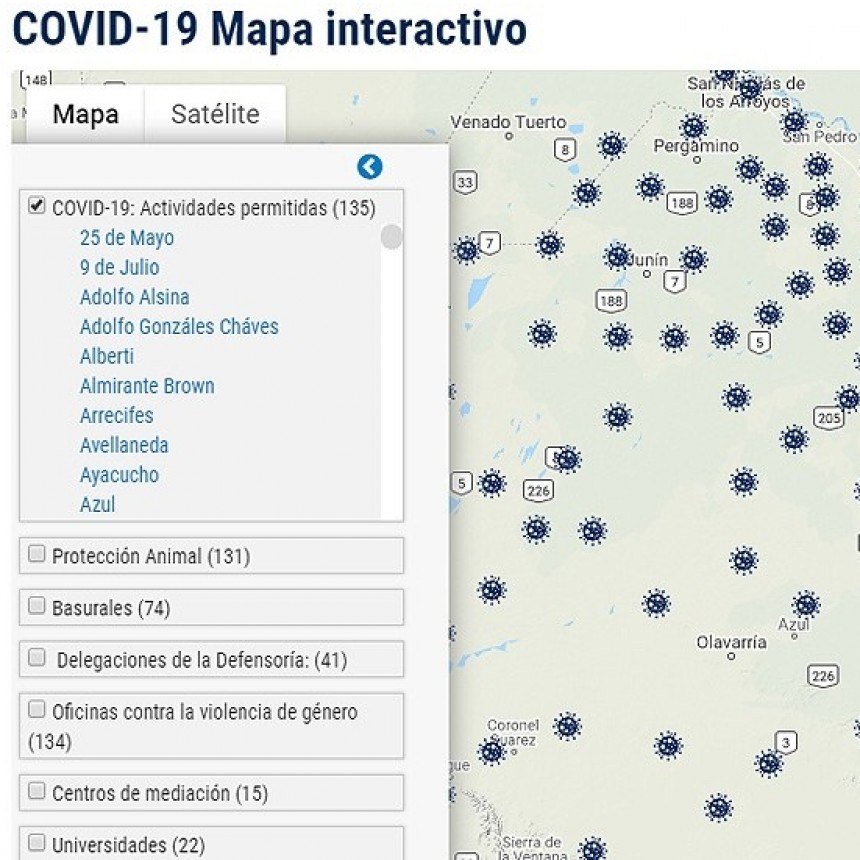 CREAN UN MAPA INTERACTIVO CON LAS ACTIVIDADES AUTORIZADAS EN CADA MUNICIPIO