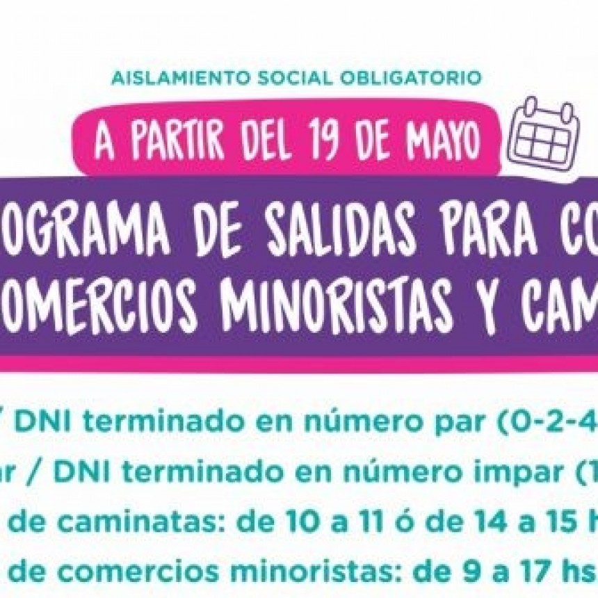 PARTIDO DE LA COSTA: NUEVO CRONOGRAMA PARA LAS CAMINATAS RECREATIVAS Y LAS COMPRAS EN COMERCIOS NO ESENCIALES