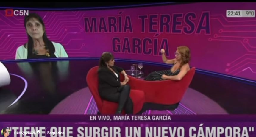 TERESA GARCIA ESPERA QUE EL PROXIMO CANDIDATO DEL PERONISMO SEA UN NUEVO "CAMPORA"