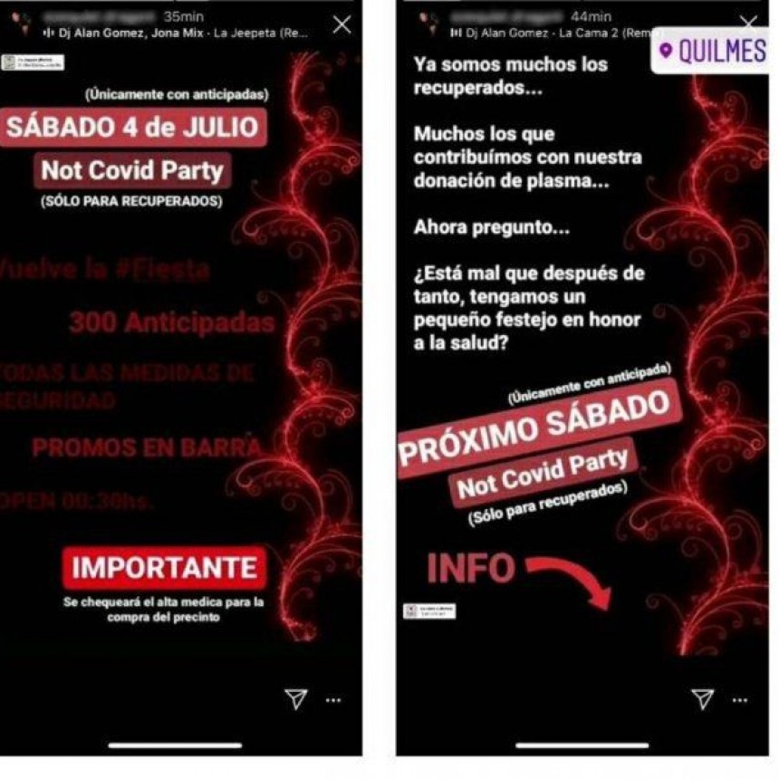 ALERTA EN QUILMES POR UNA FIESTA CLANDESTINA CON PACIENTES CURADOS DE CORONAVIRUS