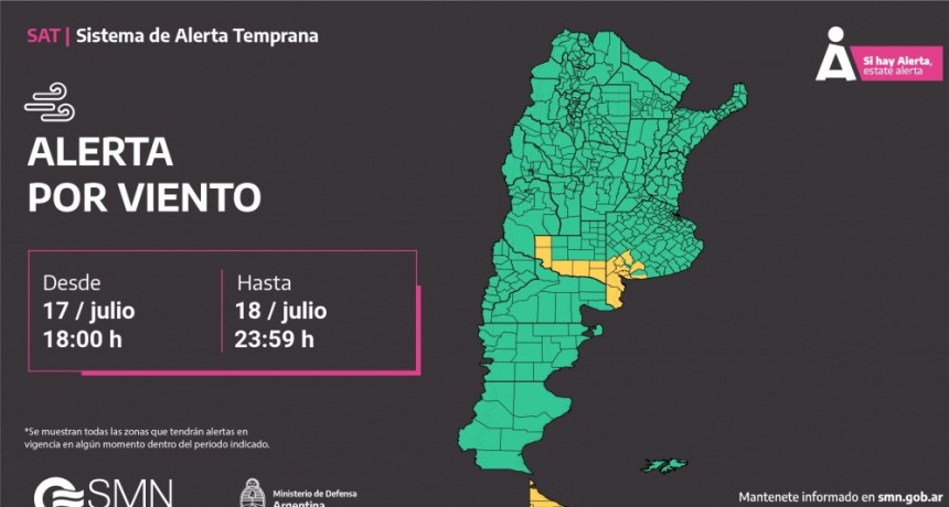 ALERTA POR VIENTOS EN LA PROVINCIA: ¿PARA QUÉ DISTRITOS RIGE?