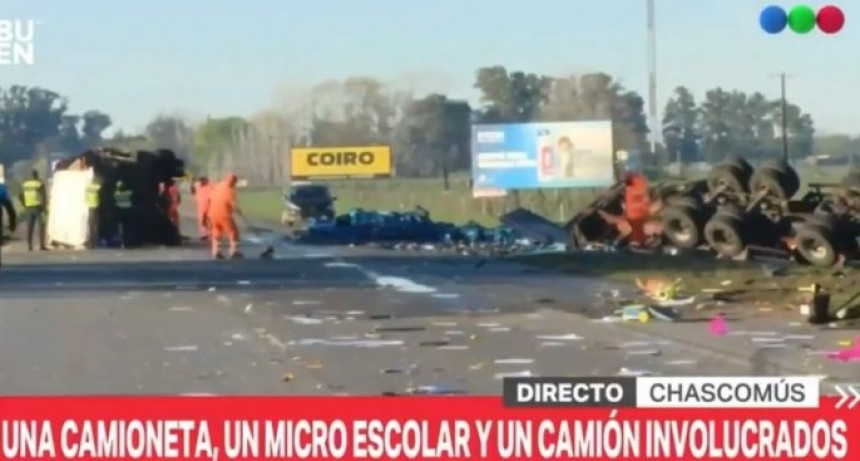 SIETE HERIDOS EN UN CHOQUE MÚLTIPLE EN LA AUTOVÍA 2 A LA ALTURA DE CHASCOMÚS