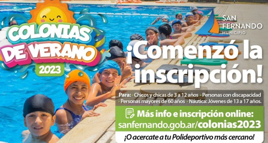 EN SAN FERNANDO EMPEZÓ LA INSCRIPCIÓN PARA COLONIAS DE VERANO 2023, ONLINE Y EN LOS POLIDEPORTIVOS